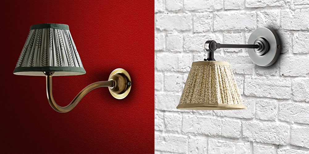 Spotlight on: block patterned fabric wall light shades