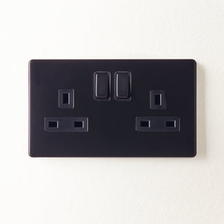 Double Florence plug socket in black