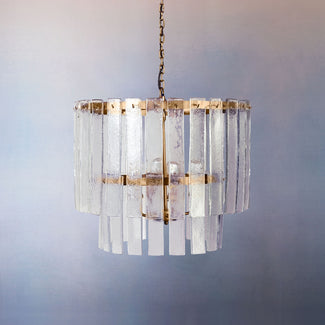 Starsky chandelier with clear recycled pressed glass strips