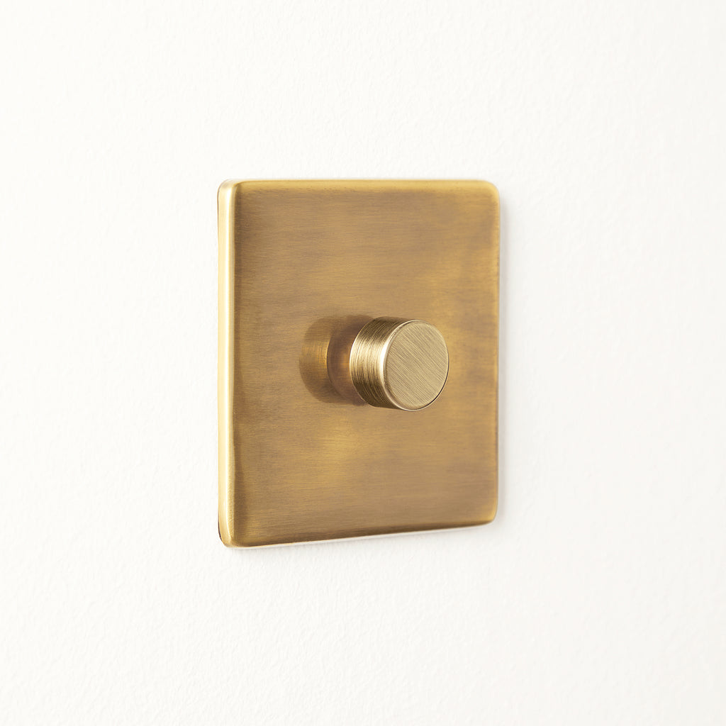 One gang 2 way Florence dimmer switch in brass
