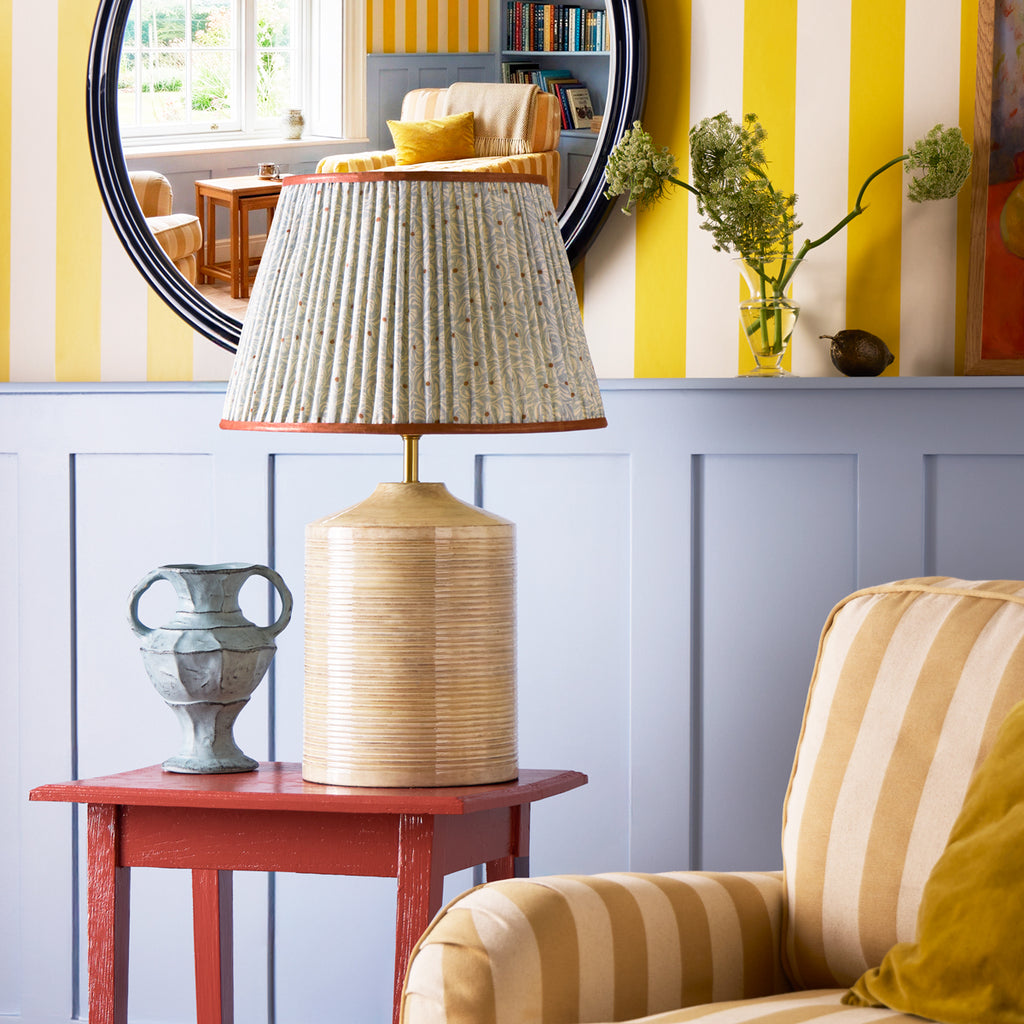 40cm Straight empire shade in azura 'spriglee' linen by Ellen Merchant