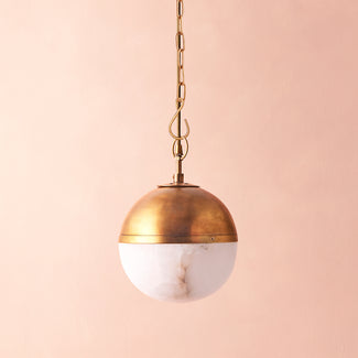 Ceres pendant in alabaster and antique brass finish