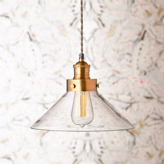 Larger Dexter pendant light with glass shade