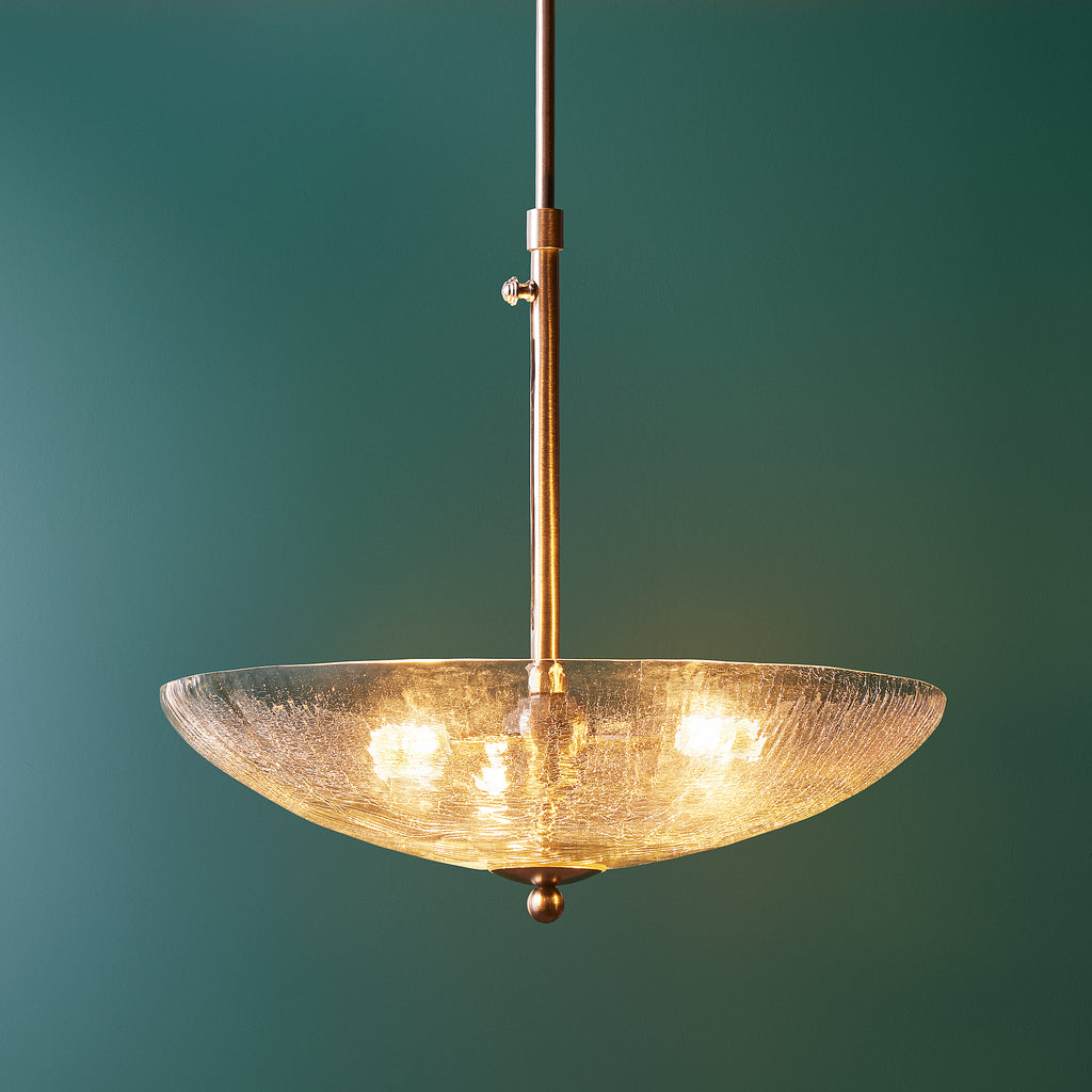 Frizzle pendant in clear crackled glass