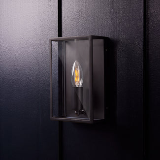 Orford IP44 exterior wall light in blackened brass