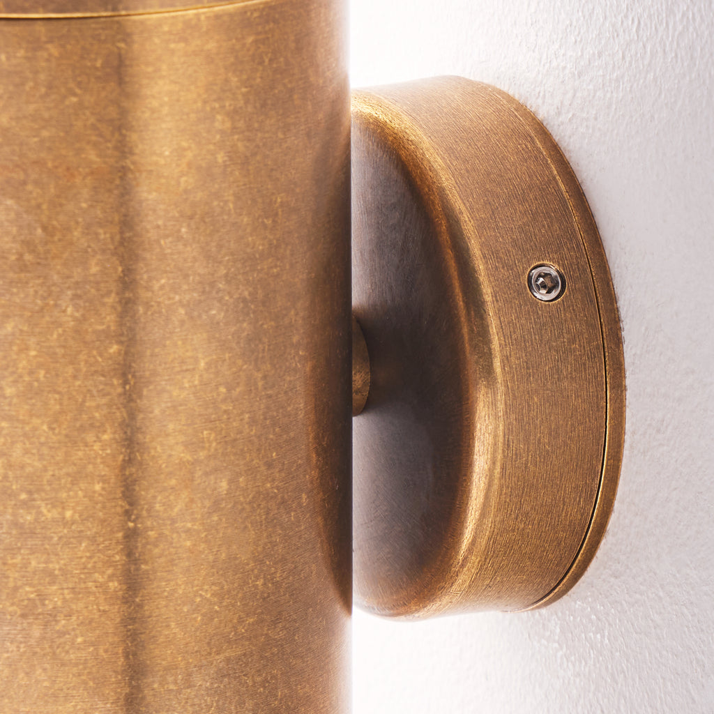 Large Portreath IP65 up and down pillar light in aged brass