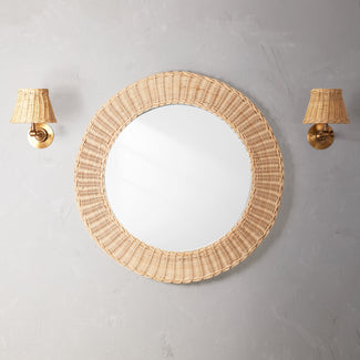 Chui mirror in natural woven cane
