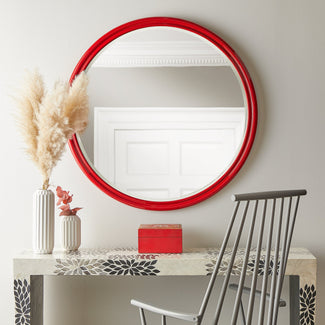 Larger Cinders Mirror in Ruby Red