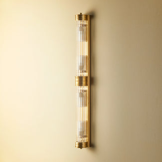 Rodtastic IP44 wall light in brass with glass rods