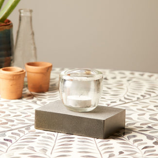 Burly tealight holder in clear glass