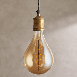 Giant 4 watt LED curled filament bulb with amber coating and E27 fitting
