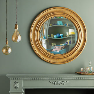 Bogart convex mirror in antiqued gold