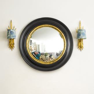 Marlon convex mirror in black and gold