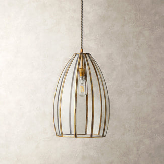 Marge pendant light in brass and glass