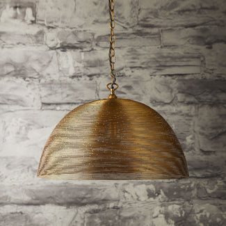 Larger Spangle domed pendant in antique brass