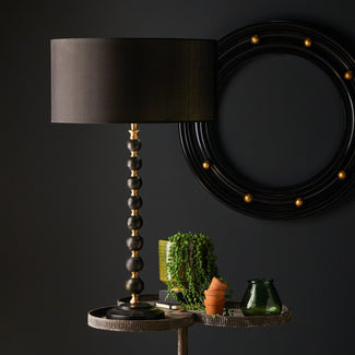 Larger Rosie table lamp in wood and brass