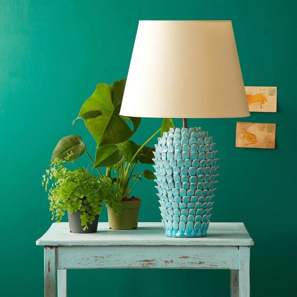 Regular Stucco table lamp in turquoise ceramic - Main Image