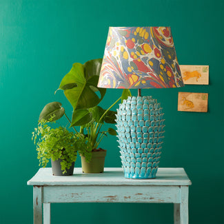 Regular Stucco table lamp in turquoise ceramic