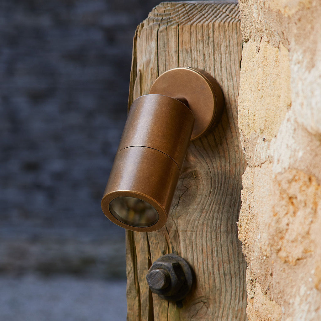 Portreath ip65 adjustable pillar light in aged brass
