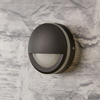 Thurlestone ip65 round wall light half cover in storm