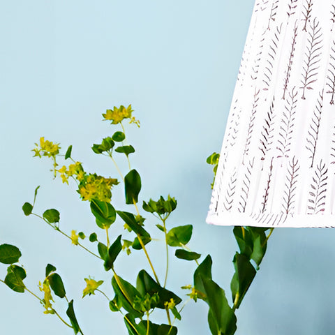 Block printed cotton lampshades