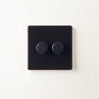Two gang 2 way Florence dimmer switch in black
