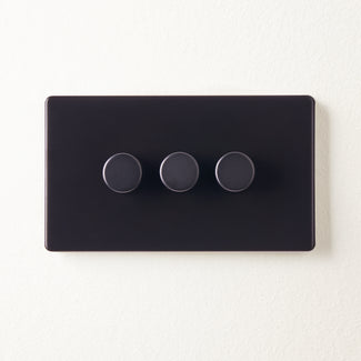 Three gang 2 way Florence dimmer switch in black