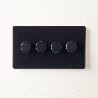 Four gang 2 way Florence dimmer switch in black