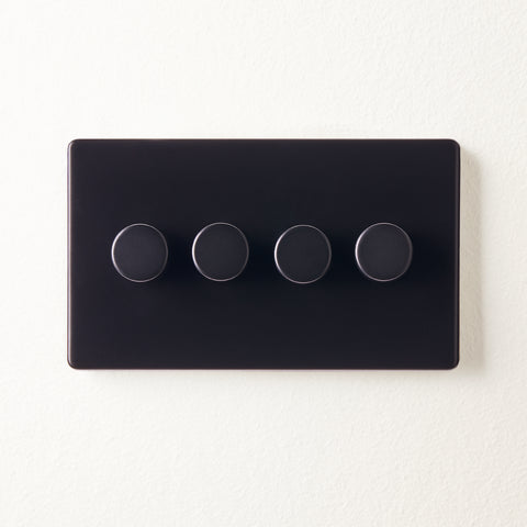 Four gang 2 way Florence dimmer switch in black