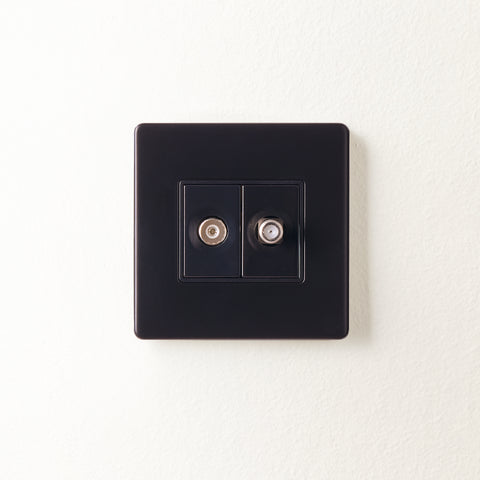 Florence 1G satellite socket & TV socket in black