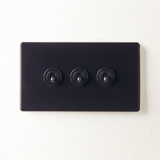 Three gang 2 way Florence toggle switch in black