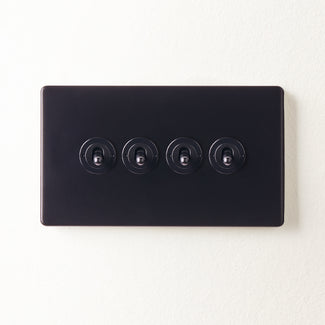 Four gang 2 way Florence toggle switch in black