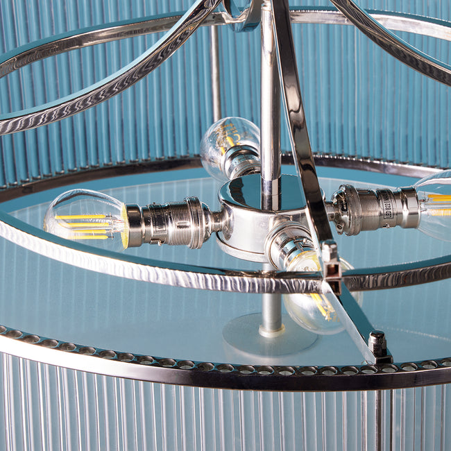Athena Chandelier in nickel and glass Athena Chandelier in nickel and glass