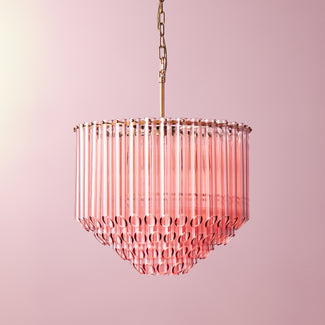 Regular Oldfield chandelier in pink glass