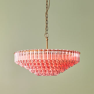 Larger Oldfield chandelier in pink glass