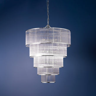 Rodaximus chandelier in nickel and glass