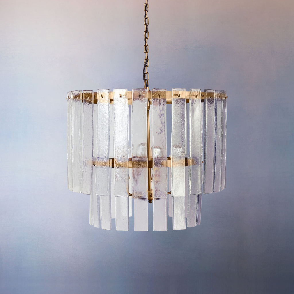 Starsky chandelier clear recycled pressed glass strips