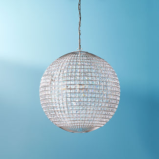 Xenon ball chandelier in nickel and glass