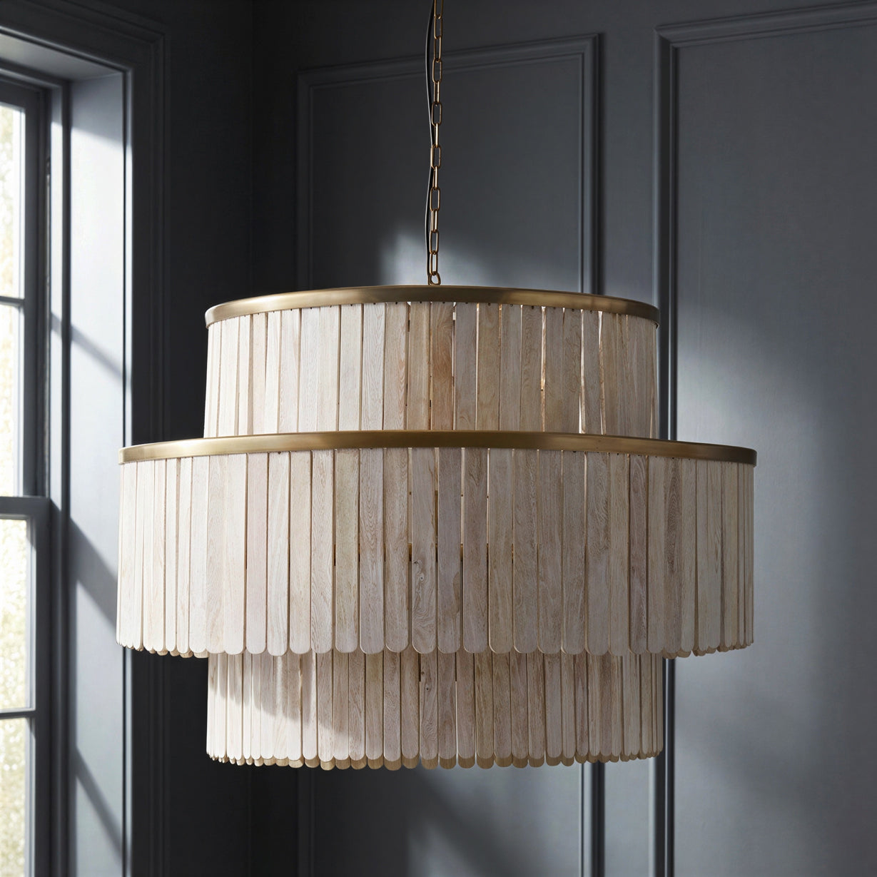 Zapper chandelier in natural wood
