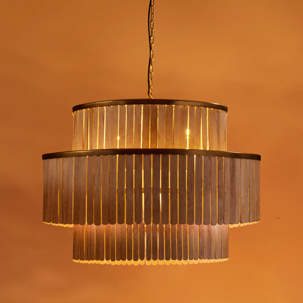 Zapper chandelier in natural wood