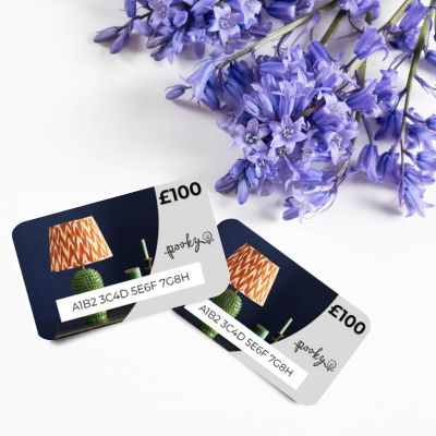 16cm empire gathered lampshade in angel block printed cotton