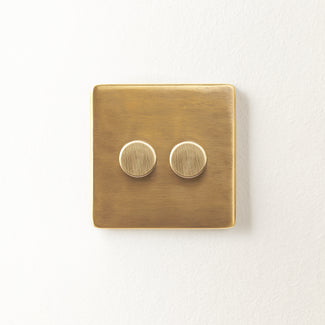 Two gang 2 way Florence dimmer switch in brass