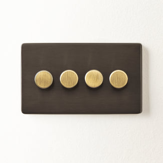 Four gang 2 way Florence dimmer switch in bronze