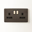 Double Florence plug socket in bronze