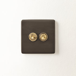 Two gang 2 way Florence toggle switch in bronze