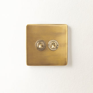 Two gang 2 way Florence toggle switch in brass