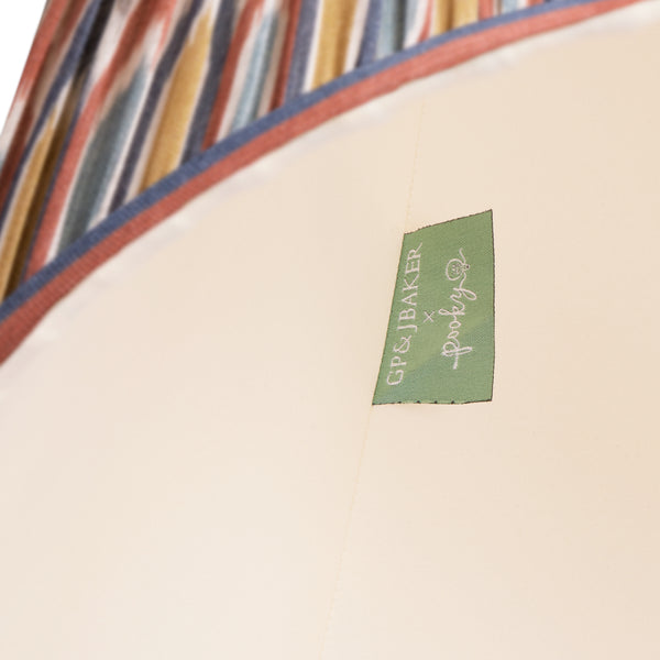 16cm empire shade in blue and red Small Ikat Spot linen by GP & J Baker