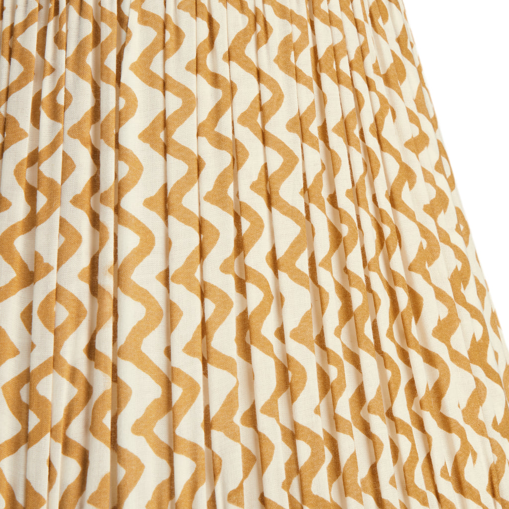 20cm empire gathered lampshade caramel chevrons block printed cotton