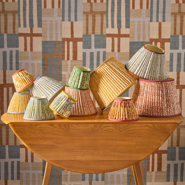 35cm Straight empire shade in azura 'spriglee' linen by Ellen Merchant