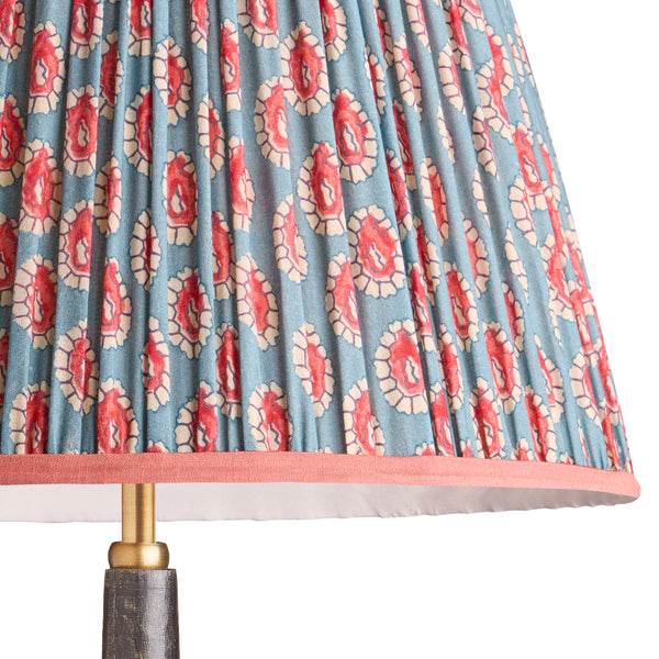 35cm straight empire shade in blue and red block printed Dotty gathered cotton by GP & J Baker